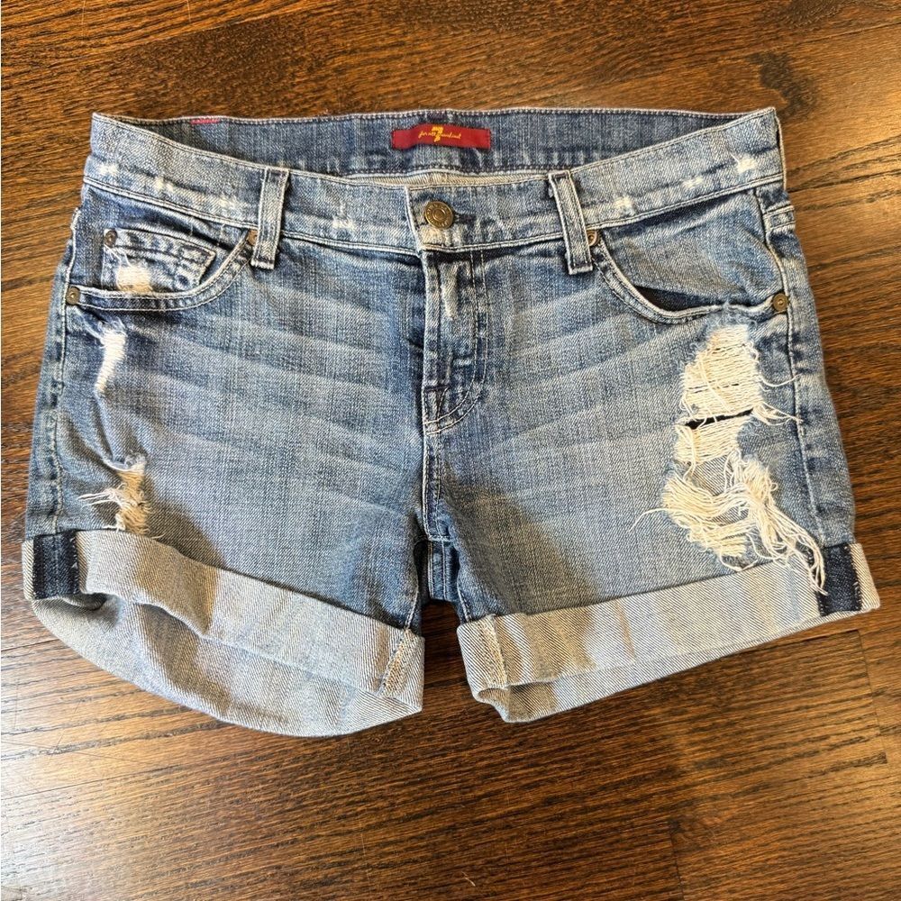 7 For Mankind Distressed Denim Shorts -size 25